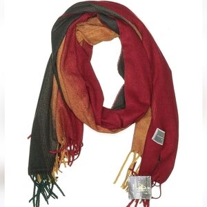 Celtic Ore Authentic Irish Knit Multicolor Block Wrap Scarf Wool Blend